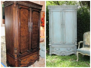 Before and after armoire - before is distorted